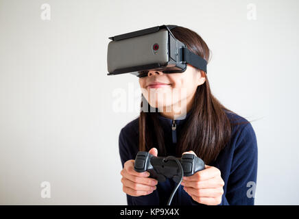 Woman play with the vr device Stock Photo