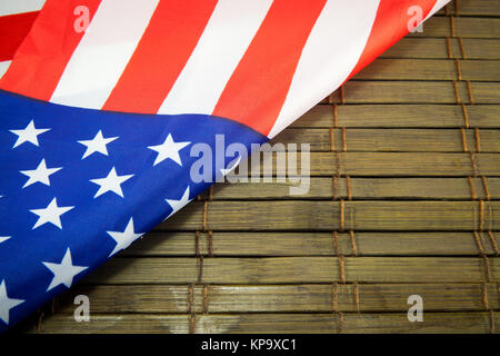 American dollars and flag. Stock Photo