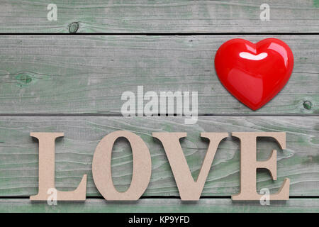Word love made with wooden block wooden letters Stock Photo