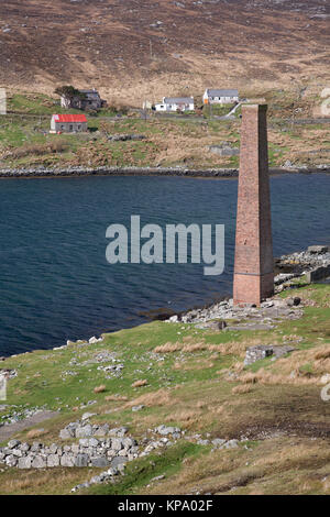 The remains of a whaling station at Bunavoneadar, a hamlet adjacent to  Loch Bun Abhainn Eadarra, on the south shore of North Harris, Outer Hebrides. Stock Photo