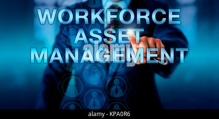 Manager Touching WORKFORCE ASSET MANAGEMENT Stock Photo