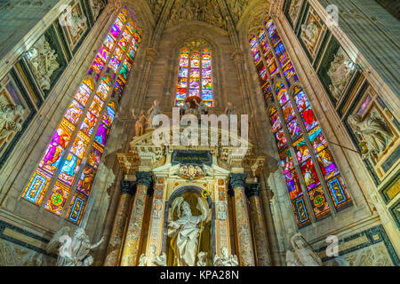 MILAN, ITALY - OCTOBER 24, 2017: Interior of the Milan Cathedral (Duomo di Milano). Milan Duomo is the largest church in Italy and the fifth largest i Stock Photo