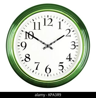 Wall clock isolated on white. Ten to two. Stock Photo