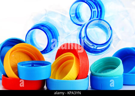 Composition with plastic bottles and caps Stock Photo