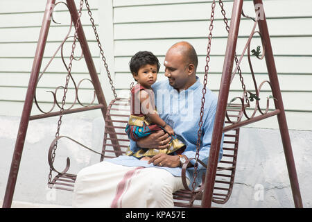 Indian father and daughter outdoor Stock Photo