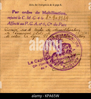 WWII French military booklet, Lyon, France Stock Photo