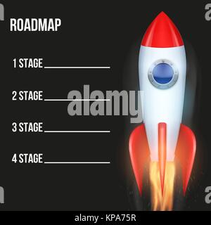 Business concept of timeline roadmap with rocket Stock Vector