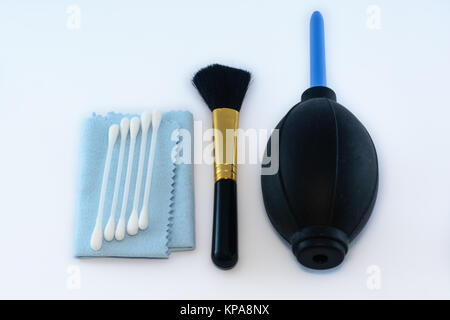 cleaning kit, isolated on white background Stock Photo