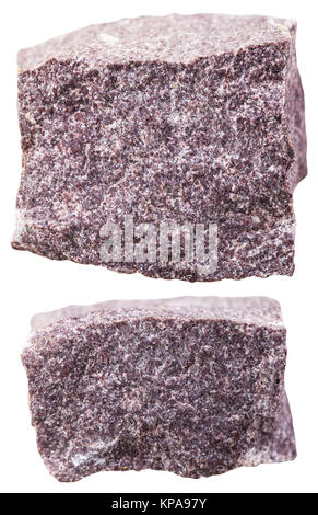 two red alunite mineral stones isolated Stock Photo