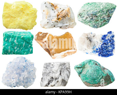 collection of different mineral rocks and stones Stock Photo