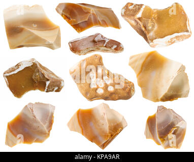 set of flint mineral stones isolated on white Stock Photo