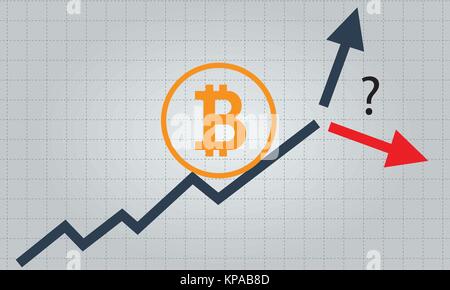 Bitcoin forecast infographic concept - up or down. Vector. Stock Vector