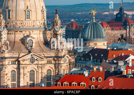 Aerial view of domes and roofs Dresden, Germany
