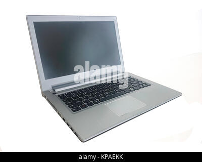 modern laptop (grey color) is isolated on white background Stock Photo