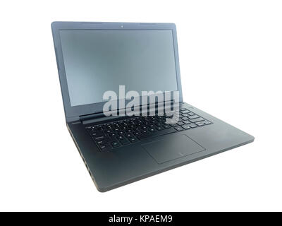modern laptop (black color) is isolated on white background Stock Photo