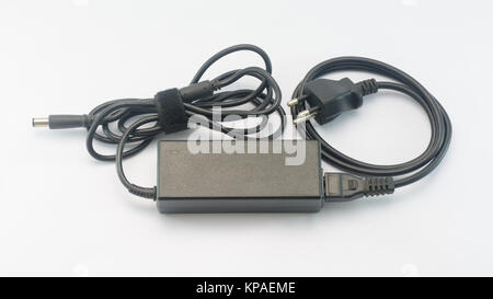 power adapter for laptop with isolated background Stock Photo