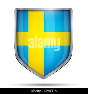 Shield with flag Sweden Stock Vector