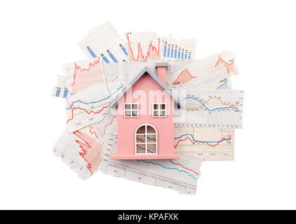 House on newspaper charts with clipping path Stock Photo