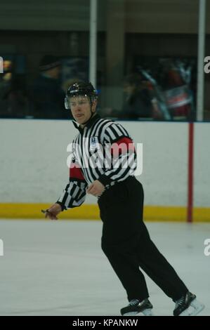 Dumfries, Scotland, 14 December 2017. Joonas Kova refereeing Estonia v Japan in the 2018 IIHF Ice Hockey U20 World Championship Division II, Group A match in Dumfries. Credit: Colin Edwards/Alamy Live News. Stock Photo