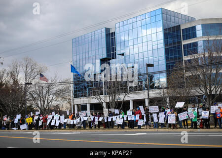 Fairfax, VA, USA. 14th December, 2017. The 60th vigil in memory of the Sandy Hook Elementary School massacre takes place outside of the National Rifle Association on the fifth anniversary of the shooting. Credit: Nicole Glass / Alamy Live News. Stock Photo