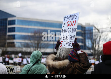 Fairfax, VA, USA. 14th December, 2017. The 60th vigil in memory of the Sandy Hook Elementary School massacre takes place outside of the National Rifle Association on the fifth anniversary of the shooting. Credit: Nicole Glass / Alamy Live News. Stock Photo