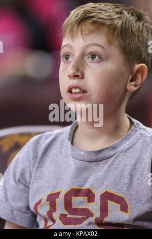 Los Angeles, CA, USA. 14th Dec, 2017. USC Fan watching the Santa Clara Broncos vs USC Trojans at Galen Center on December 14, 2017. (Photo by Jevone Moore/Cal Sport Media (Network Television please contact your Sales Representative for Television usage. Credit: csm/Alamy Live News Stock Photo