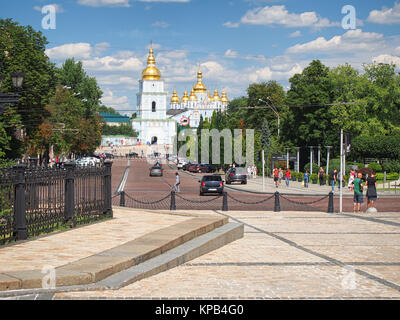 KIEV, UKRAINE-JULY 8, 2017: Street to St. Michael's Golden-Domed Monastery.It is a functioning monastery in Kiev, the capital of Ukraine. Stock Photo