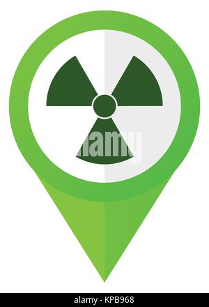 Radiation green flat design pointer vector icon isolated on white background Stock Vector