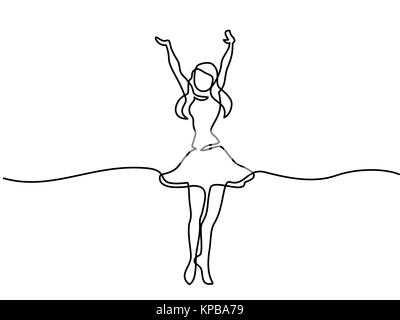 Happy woman in skirt dancing Stock Vector