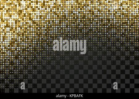 Halftone dotted pattern as a background. Abstract golden dots vector texture over transparent background for your design Stock Vector