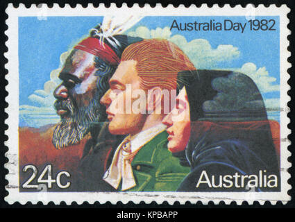 AUSTRALIA - CIRCA 1982:A Cancelled postage stamp from Australia illustrating Australia Day, issued in 1982. Stock Photo