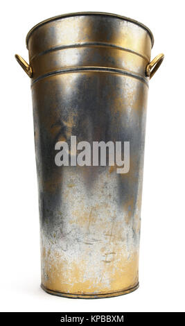 Isolated metal bucket on a white background. Stock Photo