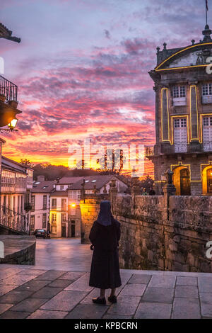 The Santiago de Compostela Nun Stock Photo