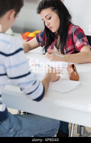 college students working together Stock Photo