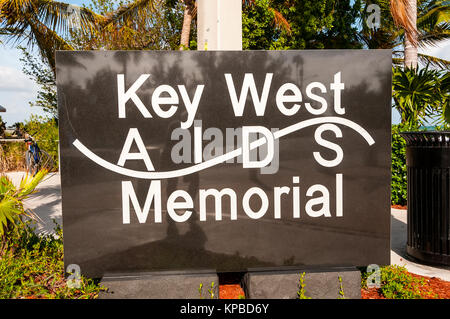 The Key West Aids Memorial Sign at Higgs Memorial Beach, Key West, Florida Stock Photo