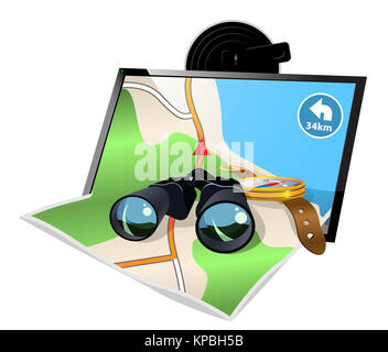 3D view of a map navigation on a tablet Stock Photo