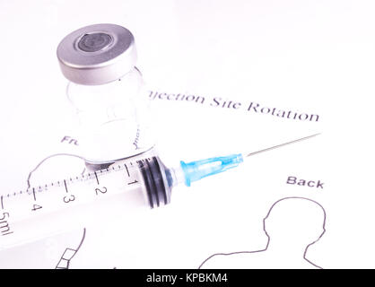 Syringe, Vials, Diabetes injection rotation Stock Photo