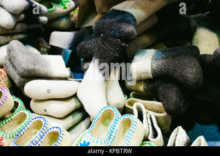 felt boots, Russian folk shoes, on the market Stock Photo