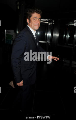 NEW YORK, NY - SEPTEMBER 14: Benicio del Toro  attends 'Sicario' New York Premiere at Museum of Modern Art on September 14, 2015 in New York City   People:  Benicio del Toro Stock Photo