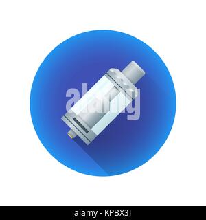 vector vape rebuildable atomizer RBA type electronic cigarette liquid vaporizer colorful realistic flat style long shadow illustration decoration blue Stock Vector