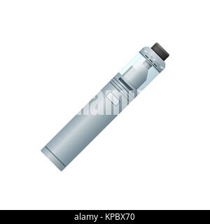 vector colorful flat design mechanical mod vaporizer device with RDTA type atomizer realistic illustration isolated on white background Stock Vector