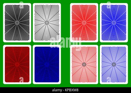 Playing Card Back Designs - cobweb pattern, vector set, Stock Vector