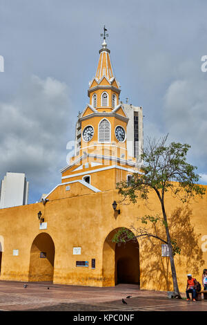 clock tower Torre del Reloj, Cartagena de Indias, Colombia, South America Stock Photo