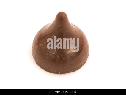 One piece of milk chocolate macro isolated on white background Stock Photo