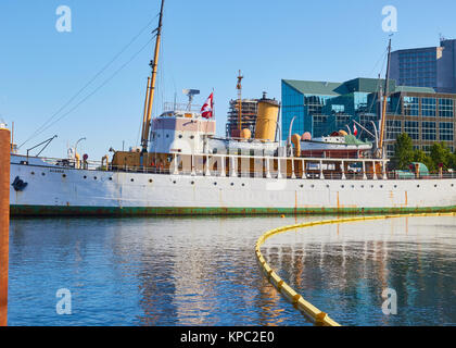 CSS Acadia now the Maritime Museum of the Atlantic, Halifax Harbour, Halifax, Nova Scotia, Canada. Stock Photo