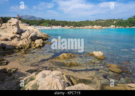 Idyllic beach with turquoise colour sea and granite rocks at Capriccioli, Costa Smeralda, Sardinia, Italy, Mediterranean sea, Europe Stock Photo