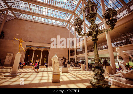 NEW YORK CITY - JUL 17: In the Metropolitan Museum of Art's on July 17, 2014 in New York. The Charles Engelhard Court in the American Wing. Stock Photo