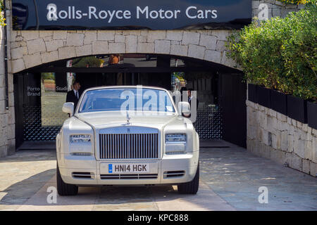 Rolls-Royce Phantom Drophead Coupe at Porto Cervo, luxury destination at Costa Smeralda, Sardinia, Italy, Mediterranean sea, Europe Stock Photo