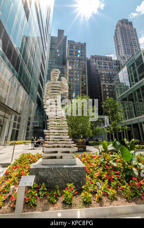 NEW YORK - JUL 22: Hero sculpture by Antonio Pio Saracino on July 22, 2014 in Bryant Park, New York. Bryant Park is a 9.603-acre public park located i Stock Photo