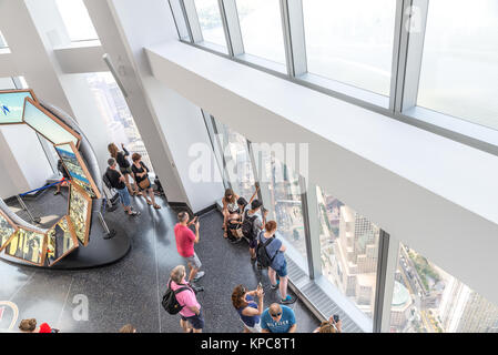 NEW YORK CITY - JULY 13: ONE WORLD OBSERVATORY on July 13, 2015 in New York, USA. Opened in May 2015, the observatory is located on floor 100-102 of O Stock Photo